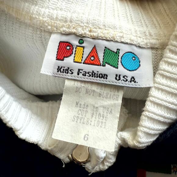 Vintage 90s Piano Kids Fashion Jumper Dress & Shirt Set Girls 6 Denim Floral - Picture 5 of 6